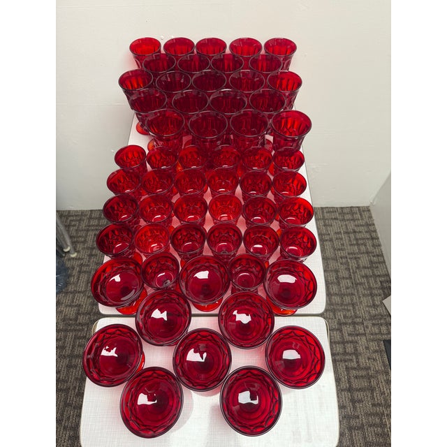 Anchor Hocking 1950s Golden Peaks Geometric Diamond Patterned Glassware by Anchor Hocking - 44pcs For Sale - Image 4 of 13