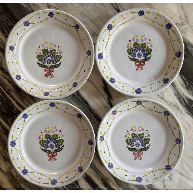 Made in Portugal Vintage Terra Cotta Hand Painted Plates - Set of 8 For Sale - Image 13 of 18