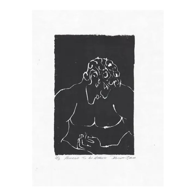 David Baird Homage to an Athlete Linocut For Sale