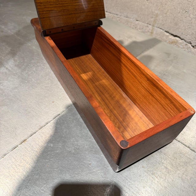 Zebrano Wood Grain Vintage Center Console Storage Box For Sale - Image 15 of 15
