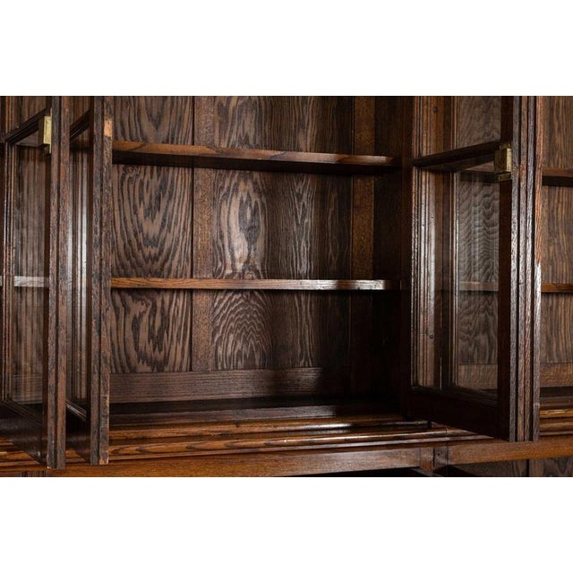 Antique Oak Glazed Library Bookcase, 1890 For Sale - Image 10 of 16