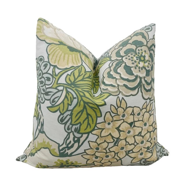 Custom Two-Sided pillows made from Thibaut Houshu Robin's Egg fabric. This beautiful fabric is in soothing pastel spa...