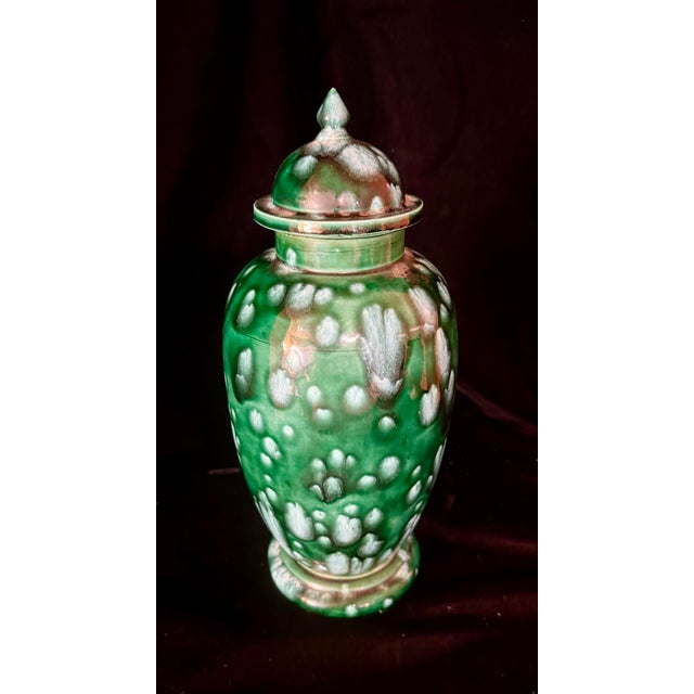 Traditional 1960s Green Speckled Ginger Jar For Sale - Image 3 of 10