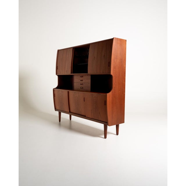 Wood Vintage Danish Teak Highboard with Bar Compartment, 1960s For Sale - Image 7 of 15