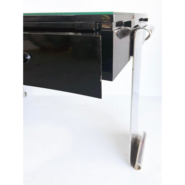 1980s Art Deco Style Lacquer, Stainless Steel Desk, Eugene Printz Style For Sale - Image 14 of 17