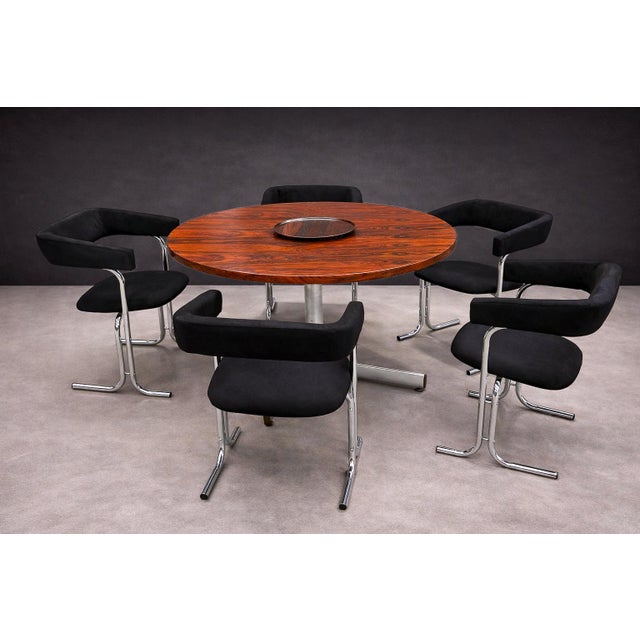 Pozza Moveis, Brazil, c. 1960s. This five-chair suite distills a modernist economy of means: industrial materials and a...