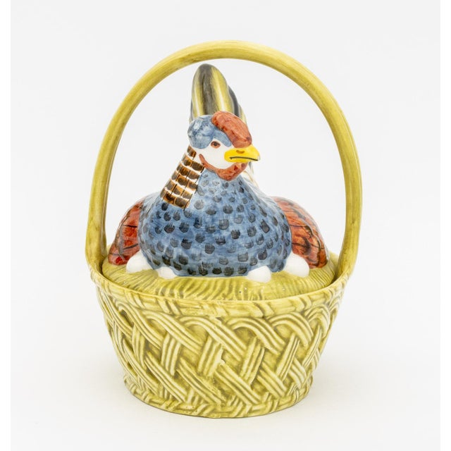 Tiffany and Co. Este for Tiffany & Co. Ceramic Hen Form Basket For Sale - Image 4 of 11