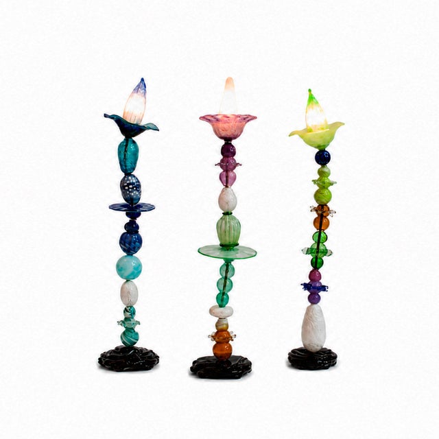 Green Modernist Sculptural Green, Pink and Amber Glass Floor Lamp, 2000 For Sale - Image 8 of 10