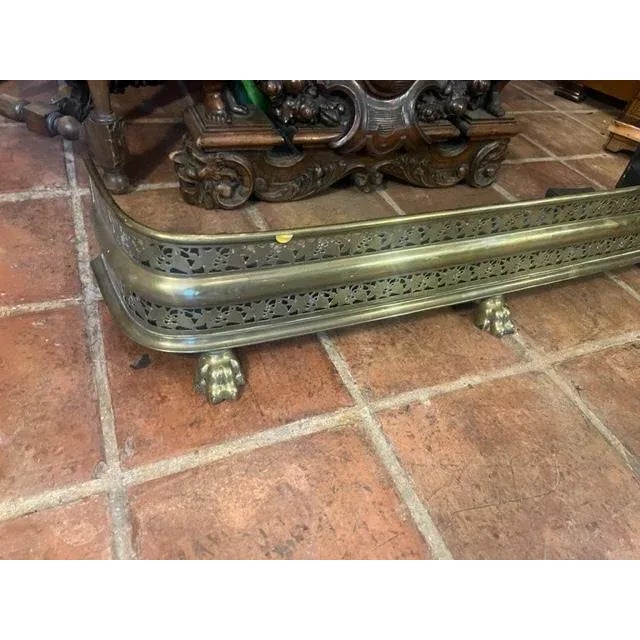 Late 19th Century Antique English Pierced Brass Fireplace Fender For Sale - Image 5 of 6