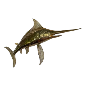 1970's Solid Brass Marlin Wall Decor