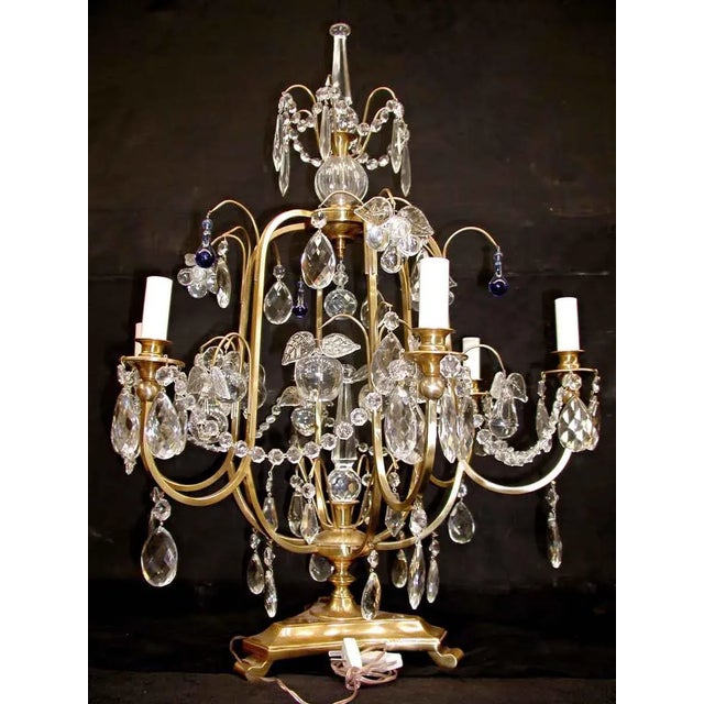 Argentine Five Arm Crystal Table Lamp For Sale In Los Angeles - Image 6 of 7