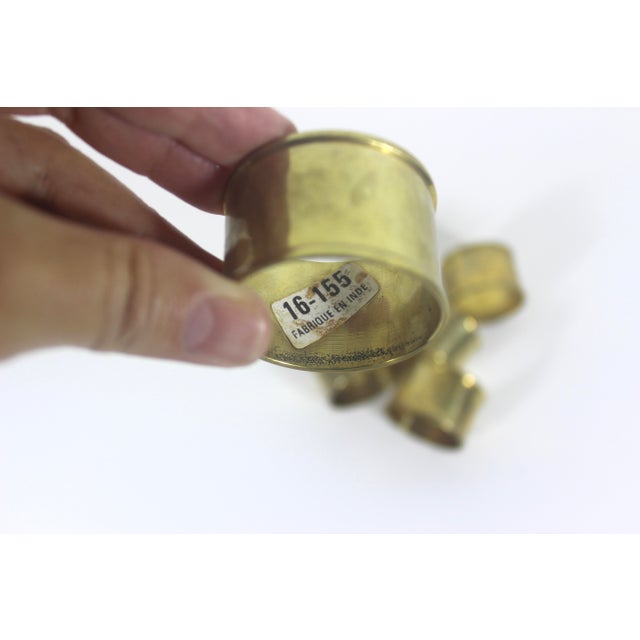 Vintage Hammered Brass Napkin Rings - Set of 6 For Sale - Image 6 of 6