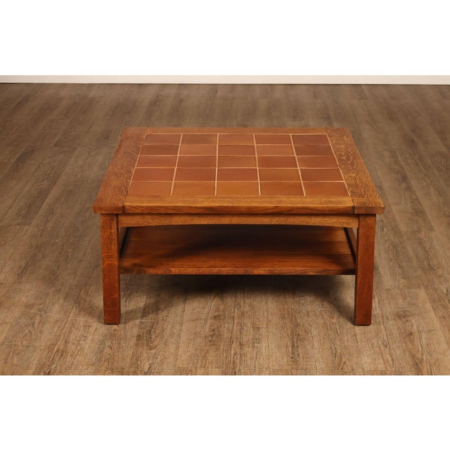 Stickley Mission Collection Oak Tile Top Coffee Table For Sale - Image 11 of 18