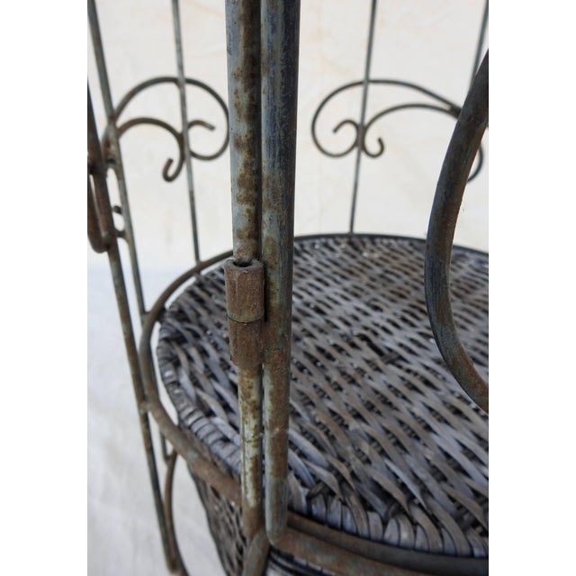 Wood Mid-Century Iron and Wicker Wine Rack For Sale - Image 7 of 13