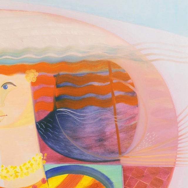 Textile 'Dove of Peace' by Vittorio Maria Di Carlo, Large Oil, New Figurative Movement, Italian Modernism For Sale - Image 7 of 9