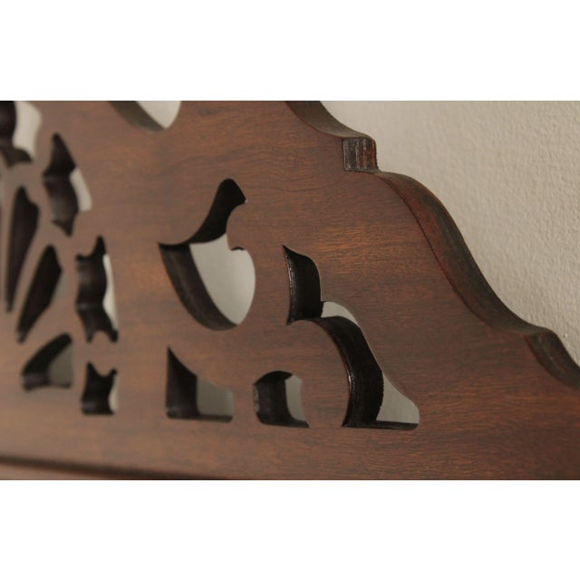 Chippendale Style Vintage Mahogany Fretwork Beveled Wall Mirror For Sale - Image 11 of 12