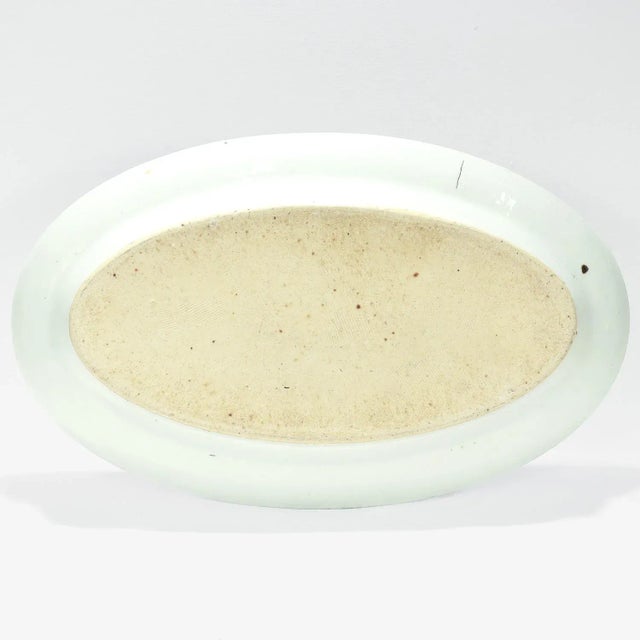 19th Century Large Antique Blue & White Canton Chinese Export Porcelain Fish Platter or Tray For Sale - Image 5 of 12