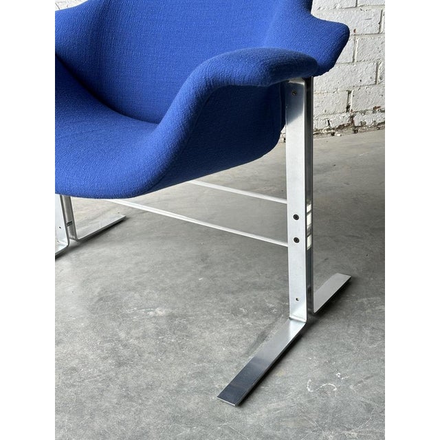 Very rare set of chairs.restored and reupholstered in belgian, cobalt blue wool. w: 82 cm d: 70 cm h: 72 cm seat height:...