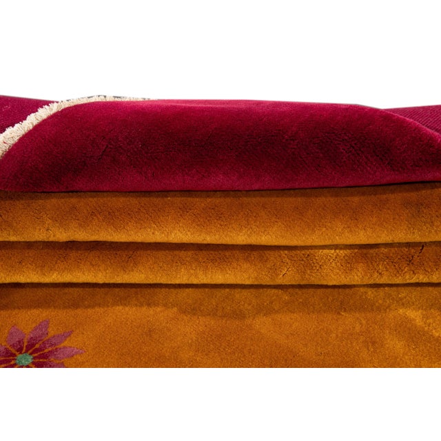 Antique Godenrod Art Deco Chinese Wool Rug 8 Ft 8 in X 11 Ft 5 In. For Sale - Image 11 of 13