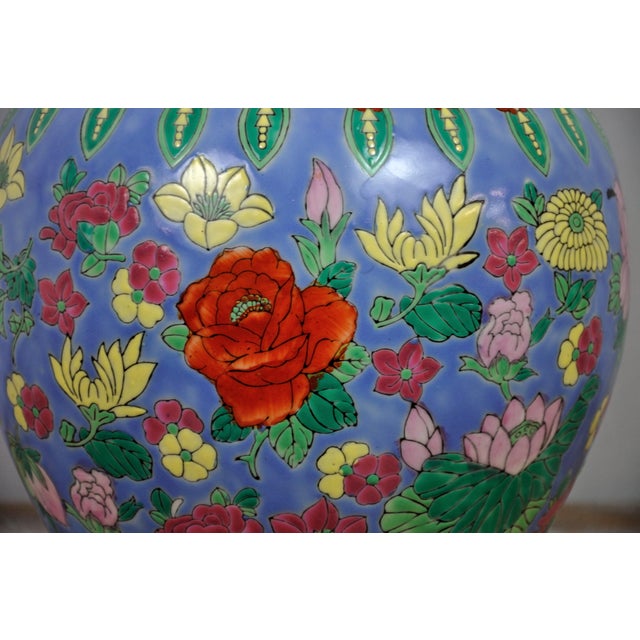 Gorgeous Vintage Ceramic Ginger Jars With Floral Motifs For Sale - Image 4 of 12