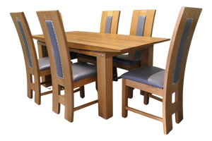 Vintage Dining Table and Chairs in Golden Oak, 1970, Set of 7