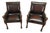 Theodore Alexander Pair of Mahogany Carved Leather Seat Chairs For Sale