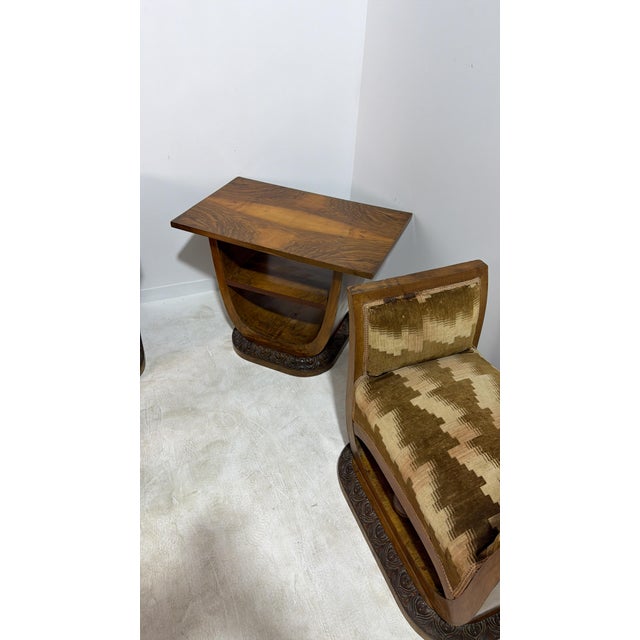 Art Deco Armchairs and a Coffee Table, Italy, 1940s, Set of 3 For Sale - Image 6 of 17