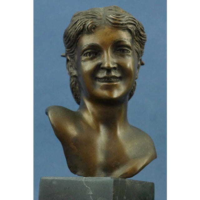 20th Century Bronze Bust Sculpture of Girl with a Laugh by Vincenzo Gemito, Italy For Sale - Image 12 of 18