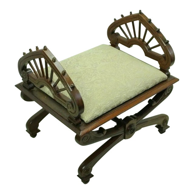 19th Century Victorian Rosewood Vanity Bench For Sale