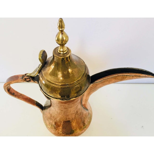 19th century Middle Eastern Arabian tinned copper Dallah coffee pot. Antique decorative Arabic coffee pot hand-hammered...