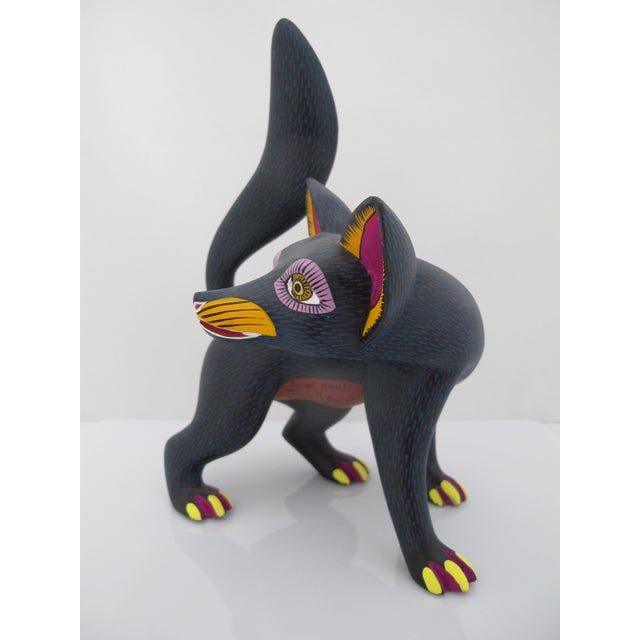 Oaxacan Alebrije Turning Fox Wood Carving Mexican Folk Art Figure Sculpture For Sale - Image 4 of 14