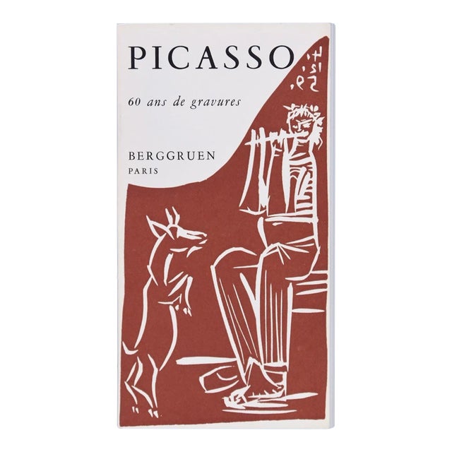 Picasso. 60 Ans de Gravures - Vintage Catalogue with Original Linocut - 1964 1964 For Sale