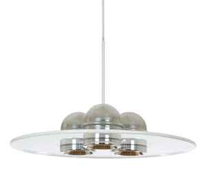 White Lampros Pendant by Ettore Sottsass for Stilnovo, 1970