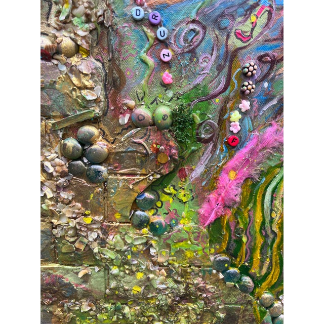 Green Large Textured Mixed Media Painting by Serg Graff – "Magic Fish" – Coa Included For Sale - Image 8 of 8