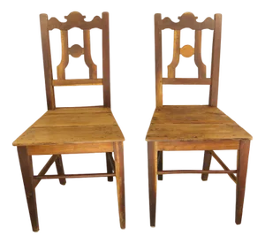 Set of Austrian Rural Plum Wood Chairs, 1820s