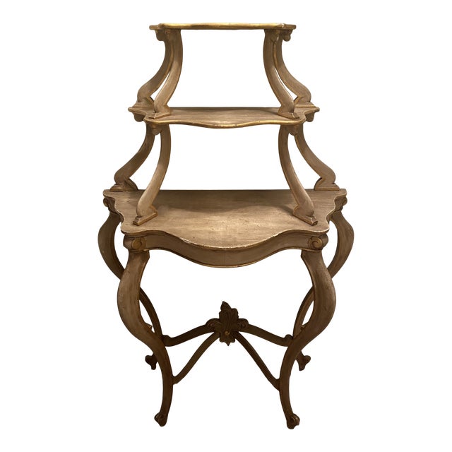 Vintage Louis XV Style Gold Gilded Wooden 3 Tier Etagere For Sale