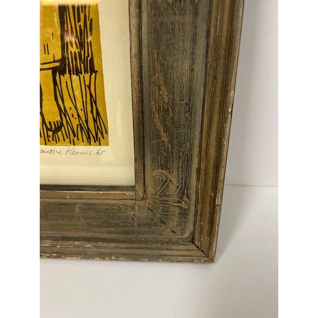 Constantin Kermes Signed Mid Century Woodblock Print of a Girl For Sale - Image 10 of 17
