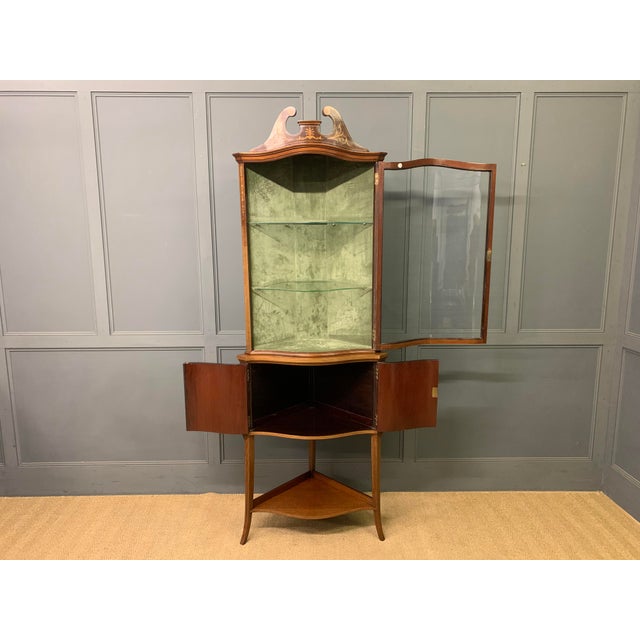 Wood Inlaid Mahogany Corner Cabinet, 1900s For Sale - Image 7 of 9