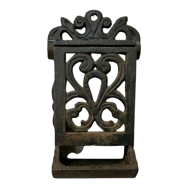 Vintage Cast Iron Matchbox Holder Wall Mount For Sale