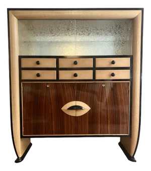 Italian Bar Mobile Bar in Rosewood and Parchment by Osvaldo Borsani, 1940s