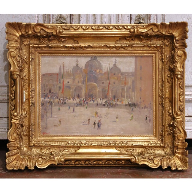 Late 19th Century 19th C. Signed Italian Venetian Impressionist Painting of St. Mark’s Square, Framed For Sale - Image 5 of 14