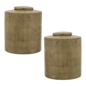 Set of Two Tozai Textured Cylindrical Lidded Vessels