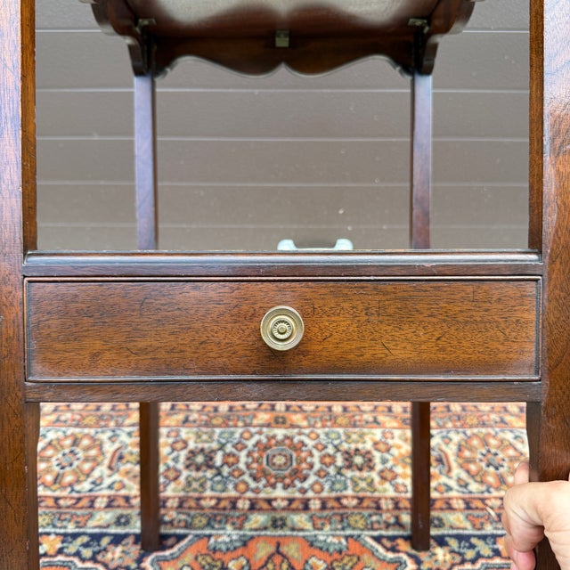 1960s Vintage Saybolt Cleland English Traditional Mahogany Tiered Nightstand With Drawer For Sale - Image 5 of 18
