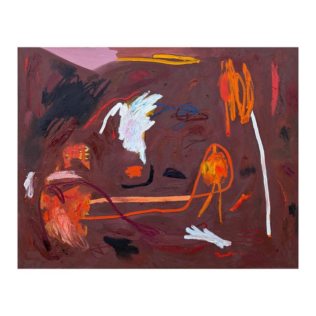 Contemporary Peter Healy "Dropping a Lit Match" Contemporary Warm Toned Abstract Expressionist Painting, 2024 For Sale - Image 3 of 10