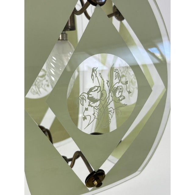 Curved Murano and Brass Murano Glass Chandelier, 1950s For Sale - Image 6 of 16