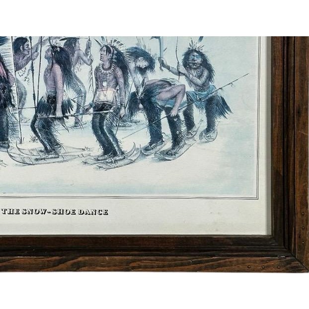 Vintage 1979 George Catlin the Snow Shoe Dance Framed Americana Portfolio Print For Sale - Image 9 of 12