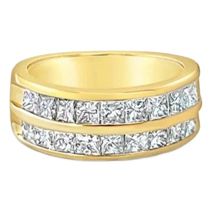 Double Row Princess Diamond Wedding Band 1.30cttw, Size 8 For Sale