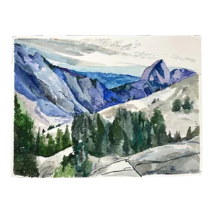 “View From Olmstead Point” ~ Yosemite Landscape Watercolor by Mary Alice Copp 2023 -
