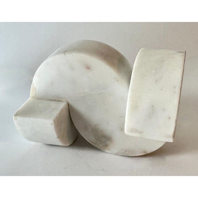 Geometric Italian Organic Carrara Marble Sculpture or Bookend For Sale In Los Angeles - Image 6 of 6