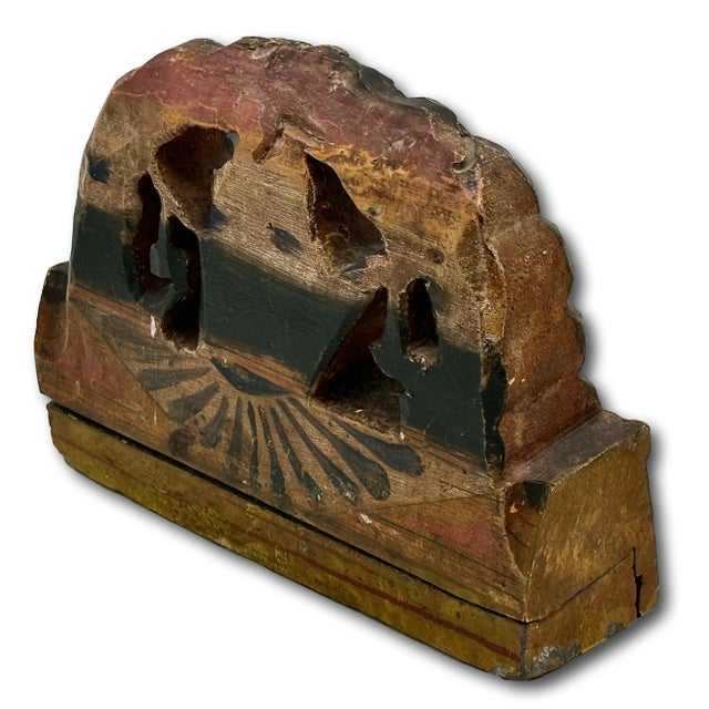 Unusual Antique Italian Hand Carved & Painted Wood Madonna & Child Sicilian Donkey Cart Fragment - Weighted for Doorstop For Sale - Image 12 of 18